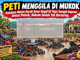 PETI Menggila Di Mukok, Puluhan Mesin Keruk Emas Ilegal Di Tepi Sungai Kapuas Dekat Polsek, Hukum Seolah Tak Bertaring